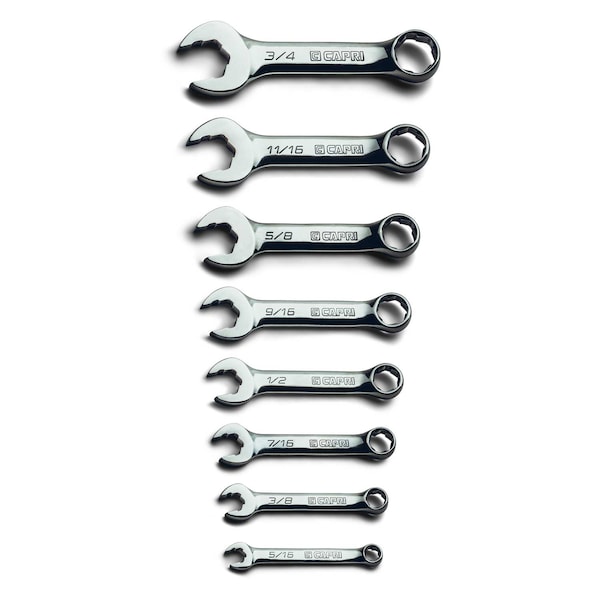 WaveDrive Pro Stubby Combination Wrench Set, 5/16 3/4in., SAE, 8-Piece Heavy Duty Canvas Pouch
